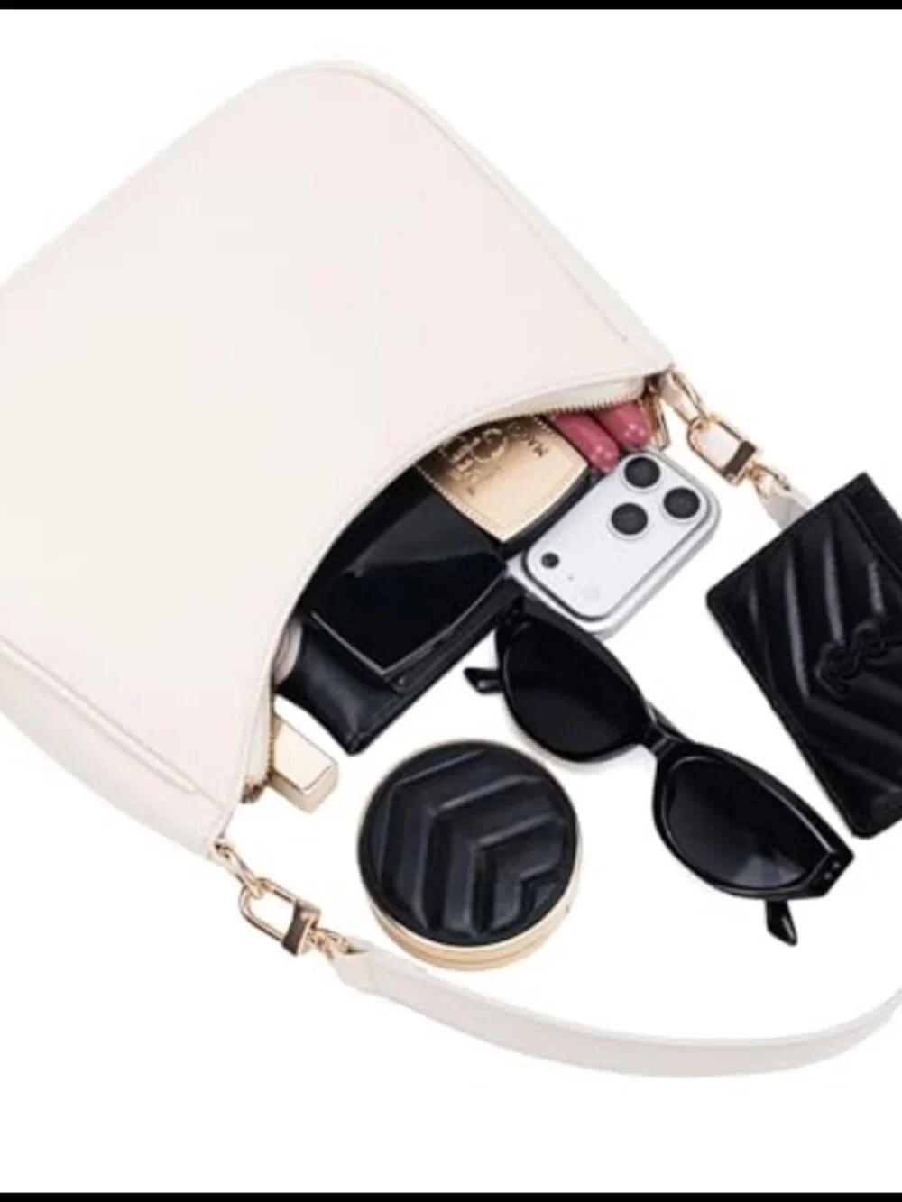PU Leather Hobo Shoulder Bag Mini Tote Clutch Purse Zip Closure